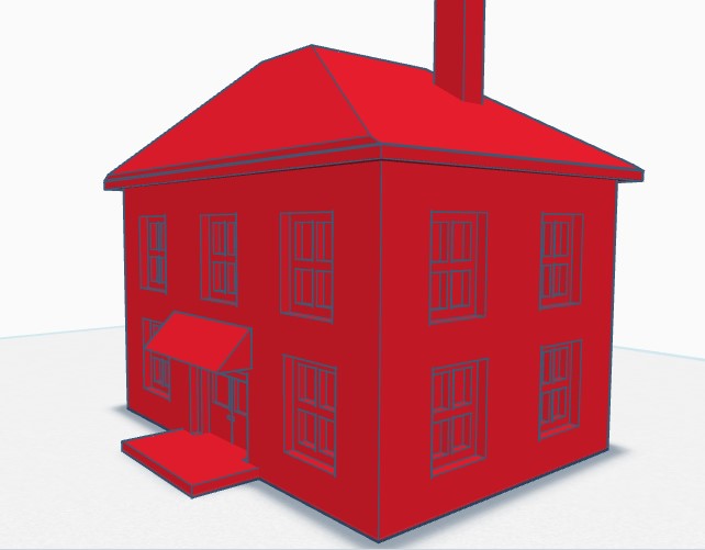  Obrázek z Tinkercad, model domu, který jsem vytvořil pro splnění úkolu